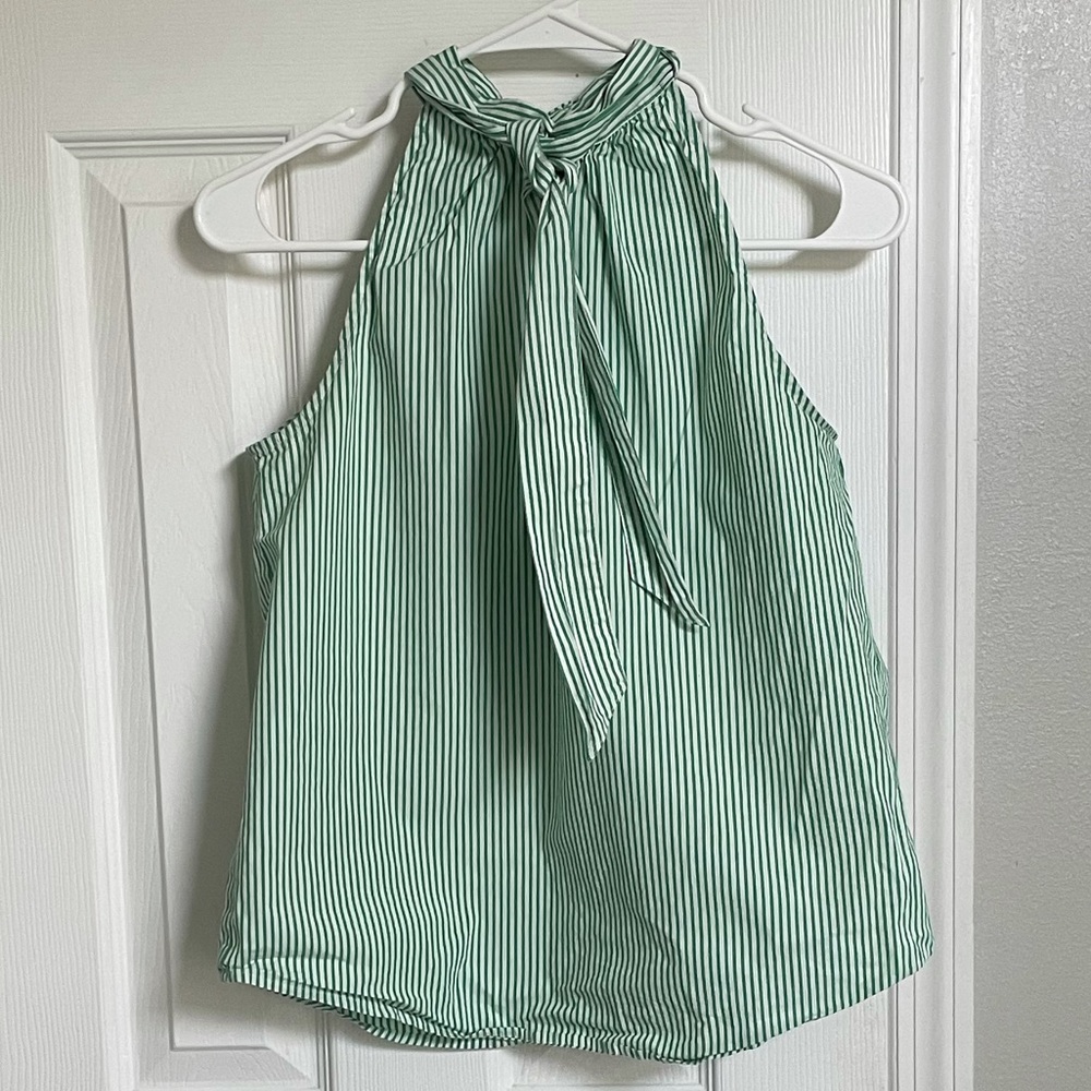 J. Crew Printed Tie Neck Top